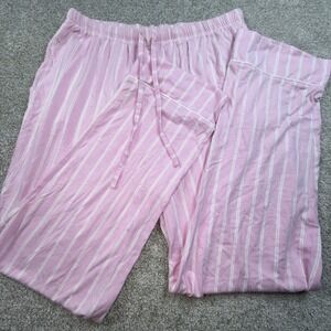 The Cat's Pajamas Womens Pink White Striped Pima Cotton Modal Pajama Pants M